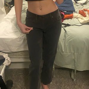 Gray/ black velvet corduroy relaxed boyfriend band (eddie bouer)